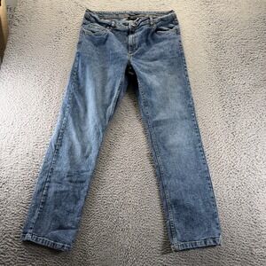 Esmara Jeans Mens 34x32 Blue Cotton Denim Straight Leg Faded Stretch Workwear